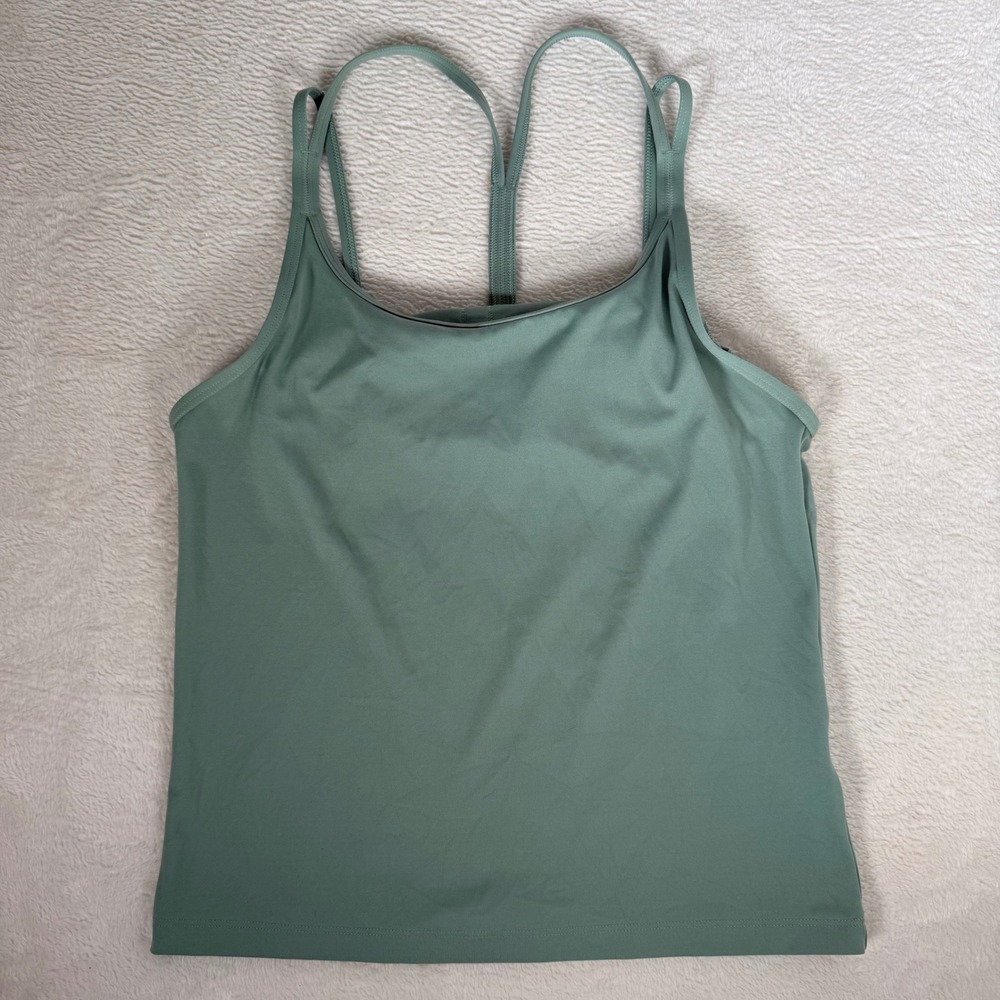 PINK Victoria's Secret Active Shelf Bra Tank Top Large Sage Green Cami Womens